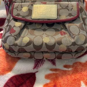 Coach Brown and Red Crossbody Bag Coach Poppy